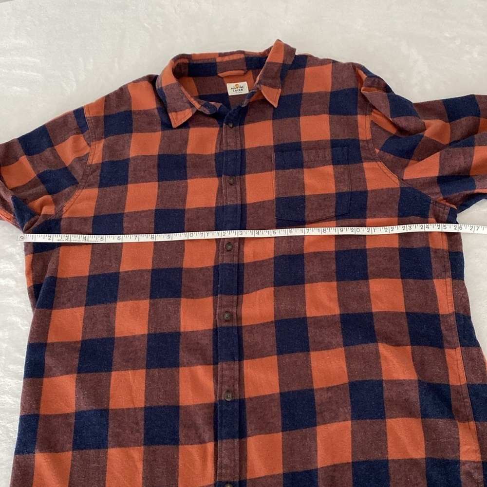 MARINE LAYER Classic Fit Balboa Button Down in Navy/Chutney Orange - Picture 9 of 15